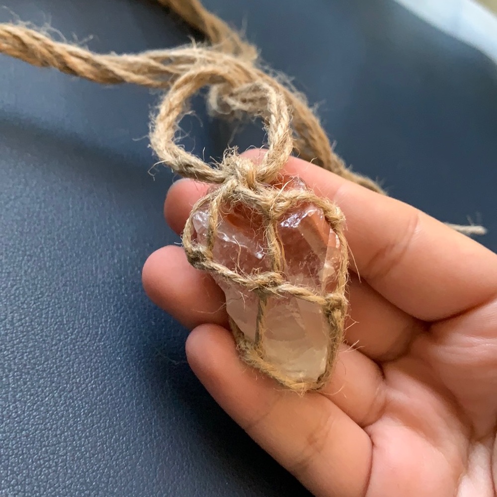 Red Calcite Crystal - Wrapped Necklace